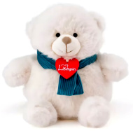 Teddy weißer Plüschbär mit blauem Schal 18cm - Lumpin