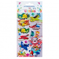 The Littlies: 3D Puffy Sticker Set mit Flugzeugen auf einem 10x22cm Bogen