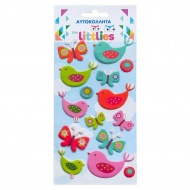 The Littlies: 3D Vogel Puffy Sticker Set auf einem 10x22cm Bogen