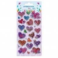 The Littlies: Bunte Herzmuster 3D Puffy Sticker Set auf einem 10x22cm Bogen