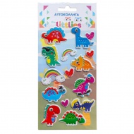 The Littlies: Dinosaurier-Muster 3D-Puffaufkleber-Set auf einem 10x22cm Bogen