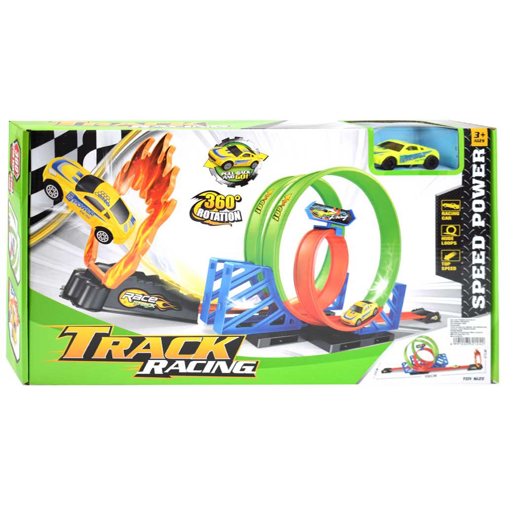 Track Racing: 360°-Doppel-Super-Loop-Rennstrecke mit 1 Auto 1/64