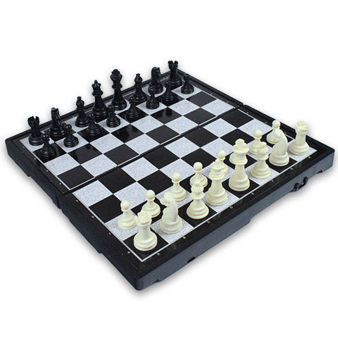 3-in-1 Kunststoff-Schachbrett mit Schach- und Damespielsteinen