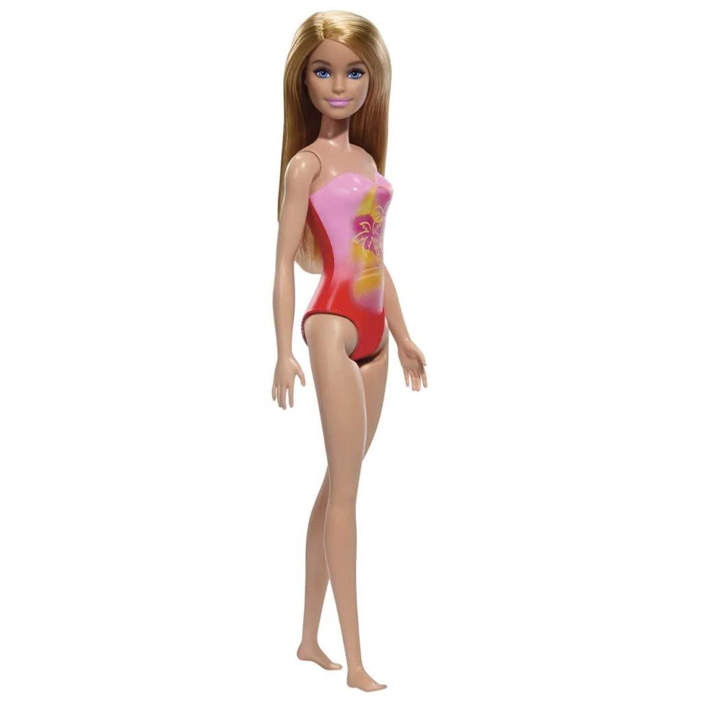 Barbie Beach Puppe in rosa, palmengemustertem Badeanzug - Mattel