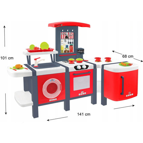 Mochtoys: Cooking Studio XXL Spielküche mit 28 Zubehörteilen 141x68x101cm