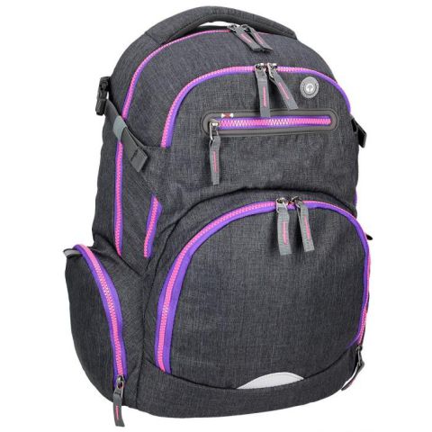 Spirit: Stinger dunkelgrau-lila Premium ergonomischer Schulrucksack 26x32x44cm