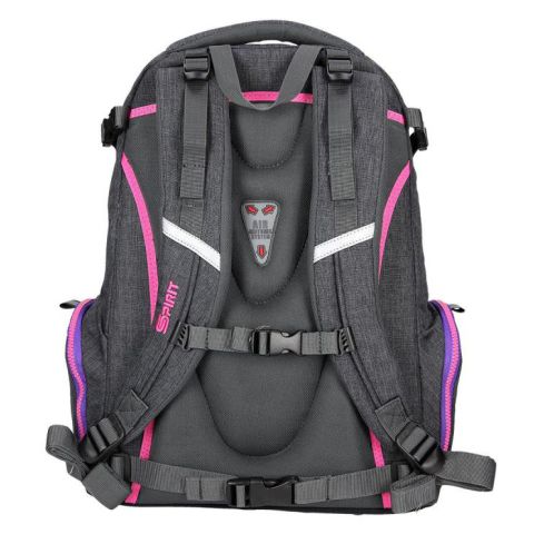 Spirit: Stinger dunkelgrau-lila Premium ergonomischer Schulrucksack 26x32x44cm