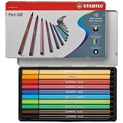 Stabilo: Pen 68 Filzstift-Set in Metalldose, 10 Stück