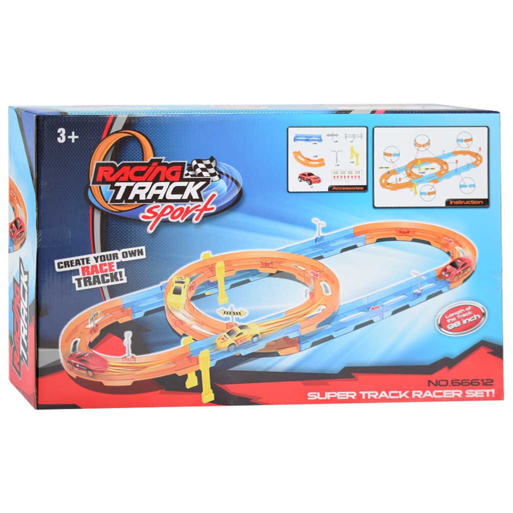 Super Track 24-teiliges Rennstrecken-Set mit Spirale und Rückziehauto 1/64