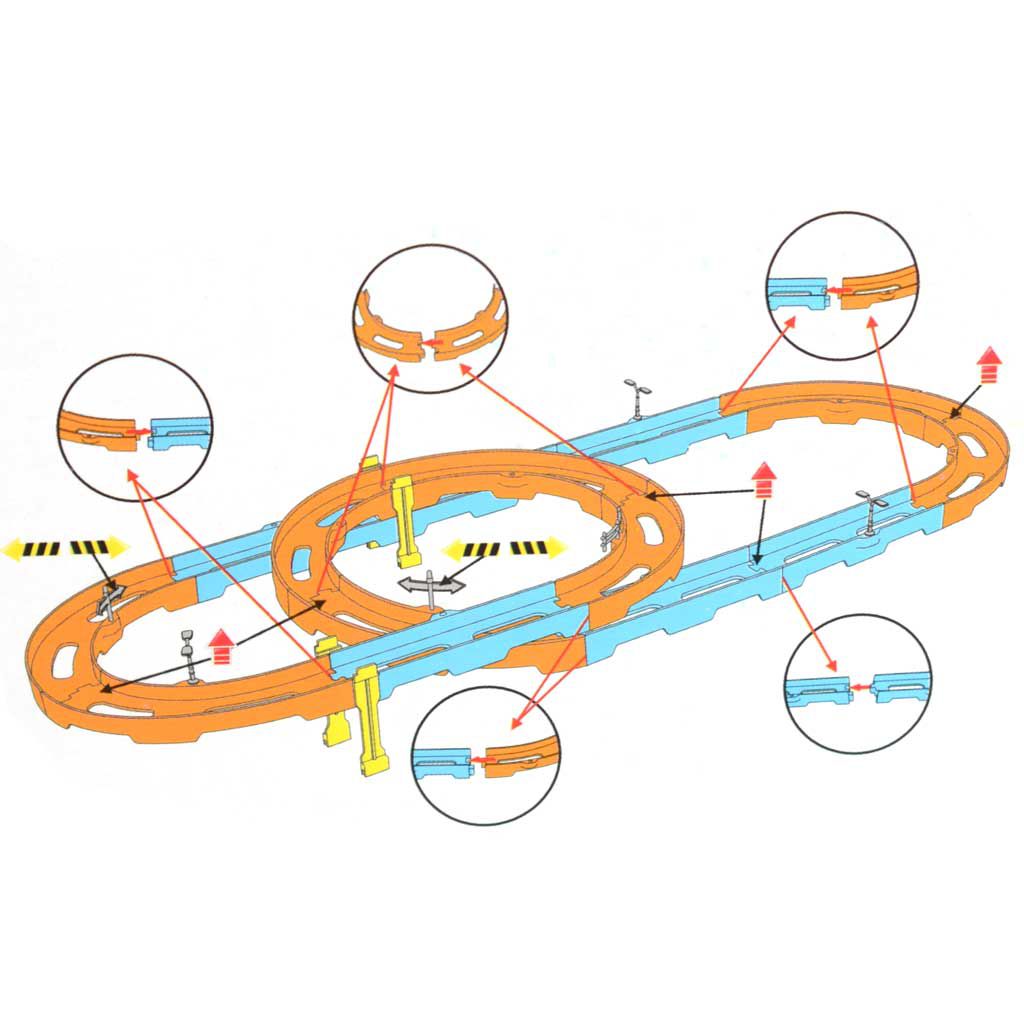 Super Track 24-teiliges Rennstrecken-Set mit Spirale und Rückziehauto 1/64